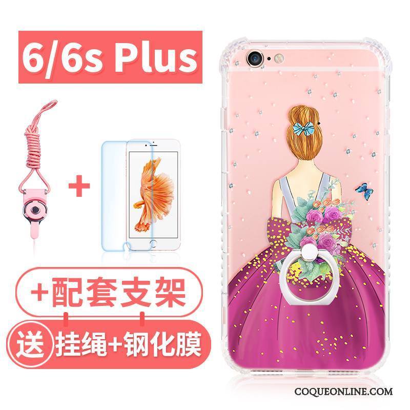 iPhone 6/6s Plus Coque Étui Rose Incassable Fluide Doux Silicone Ornements Suspendus Ballon