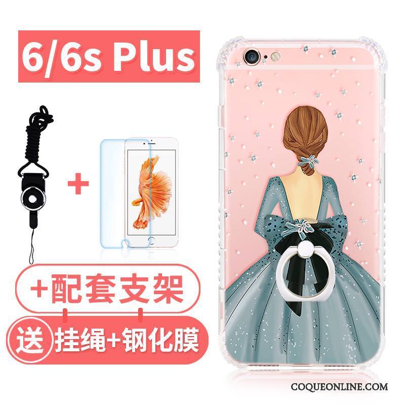 iPhone 6/6s Plus Coque Étui Rose Incassable Fluide Doux Silicone Ornements Suspendus Ballon