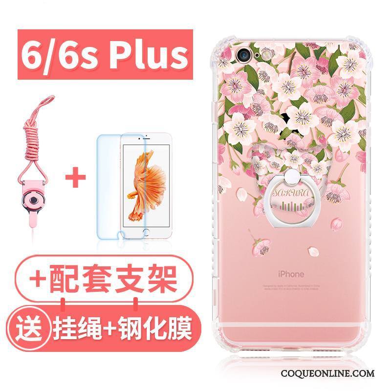 iPhone 6/6s Plus Coque Étui Rose Incassable Fluide Doux Silicone Ornements Suspendus Ballon