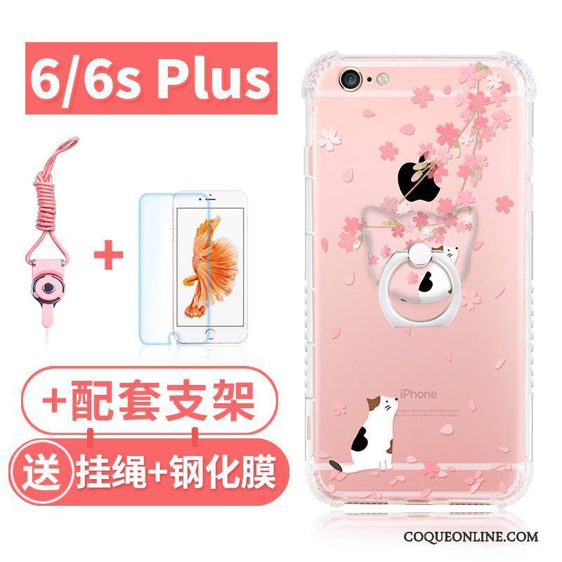 iPhone 6/6s Plus Coque Étui Rose Incassable Fluide Doux Silicone Ornements Suspendus Ballon