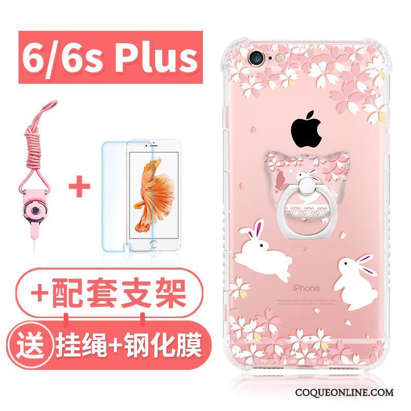 iPhone 6/6s Plus Coque Étui Rose Incassable Fluide Doux Silicone Ornements Suspendus Ballon