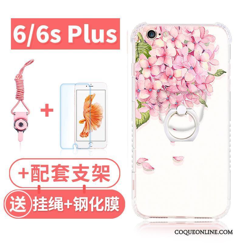 iPhone 6/6s Plus Coque Étui Rose Incassable Fluide Doux Silicone Ornements Suspendus Ballon