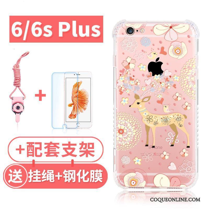 iPhone 6/6s Plus Coque Étui Rose Incassable Fluide Doux Silicone Ornements Suspendus Ballon