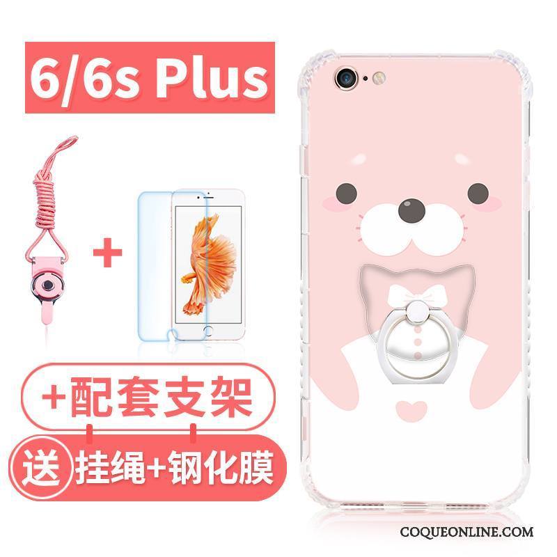 iPhone 6/6s Plus Coque Étui Rose Incassable Fluide Doux Silicone Ornements Suspendus Ballon