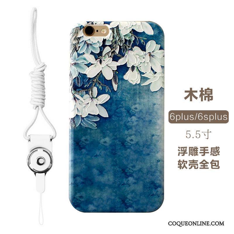 iPhone 6/6s Plus Fluide Doux Marque De Tendance Silicone Incassable Bleu Tout Compris Coque De Téléphone