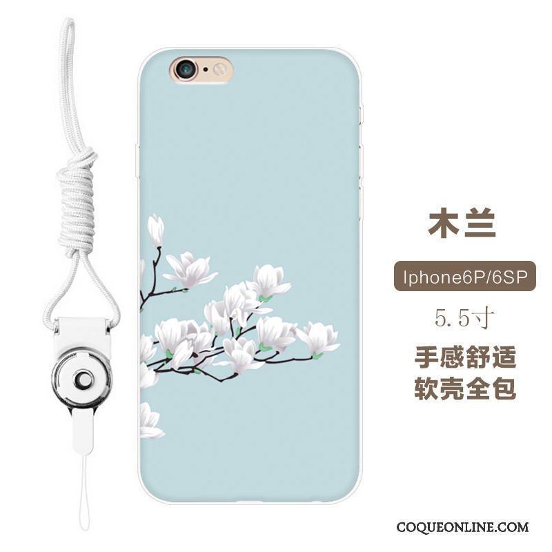 iPhone 6/6s Plus Fluide Doux Marque De Tendance Silicone Incassable Bleu Tout Compris Coque De Téléphone