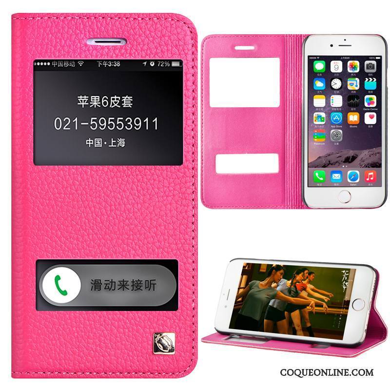 iPhone 6/6s Plus Housse Protection Étui En Cuir Rouge Téléphone Portable Coque De Téléphone Noir