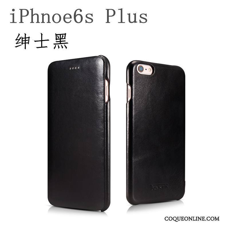 iPhone 6/6s Plus Housse Téléphone Portable Étui Étui En Cuir Coque De Téléphone Protection Noir