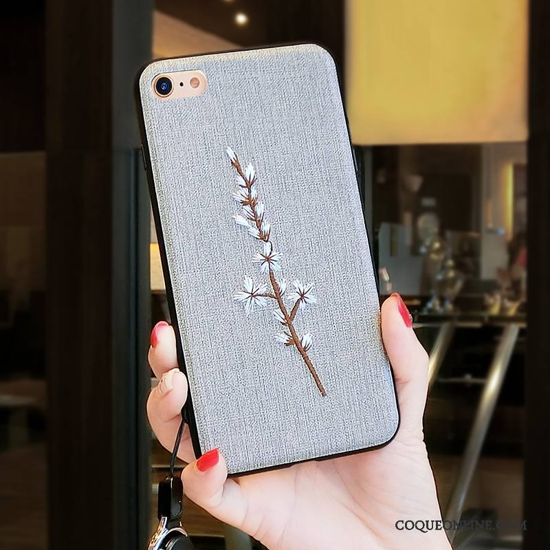 iPhone 6/6s Plus Marque De Tendance Coque De Téléphone Gris Original Foncé Incassable Broderie