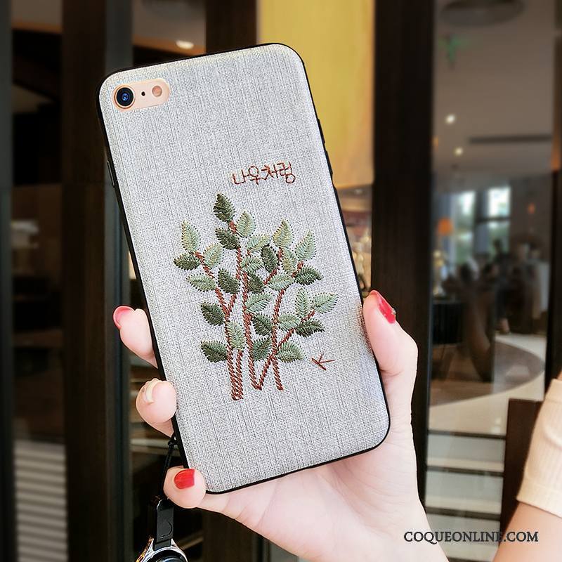 iPhone 6/6s Plus Marque De Tendance Coque De Téléphone Gris Original Foncé Incassable Broderie