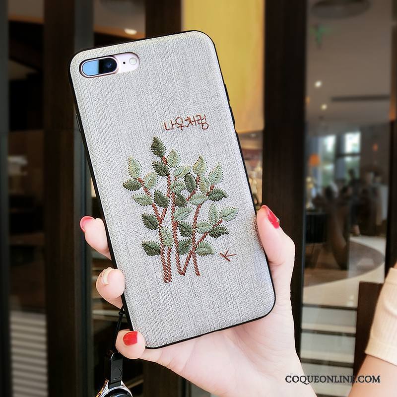 iPhone 6/6s Plus Marque De Tendance Coque De Téléphone Gris Original Foncé Incassable Broderie