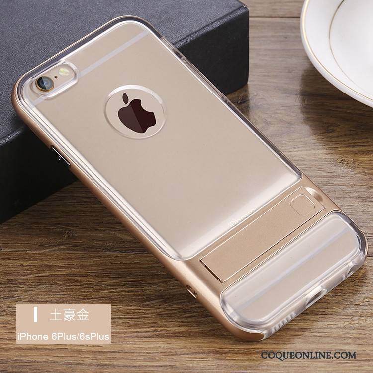 iPhone 6/6s Plus Or Rose Support Coque De Téléphone Protection Incassable Transparent Silicone