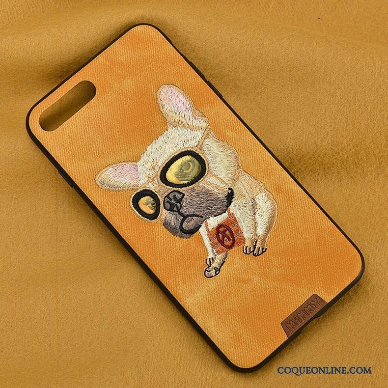 iPhone 6/6s Plus Silicone Coque De Téléphone Tout Compris Chiens Denim Broderie Bleu