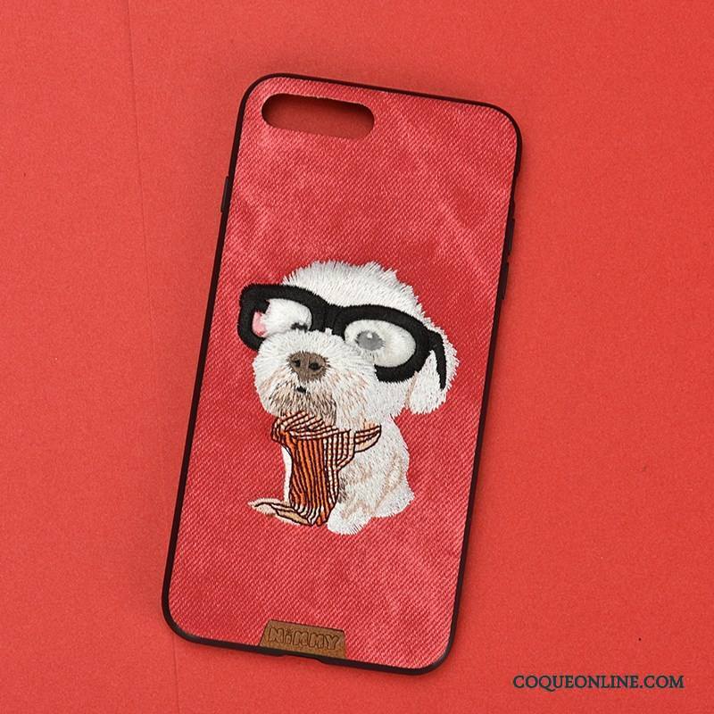 iPhone 6/6s Plus Silicone Coque De Téléphone Tout Compris Chiens Denim Broderie Bleu