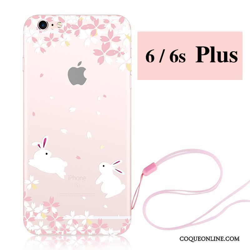 iPhone 6/6s Plus Silicone Nouveau Rose Sakura Lapin Coque De Téléphone Ornements Suspendus