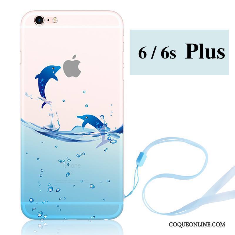 iPhone 6/6s Plus Silicone Ornements Suspendus Fluide Doux Bleu Délavé En Daim Étui Coque De Téléphone