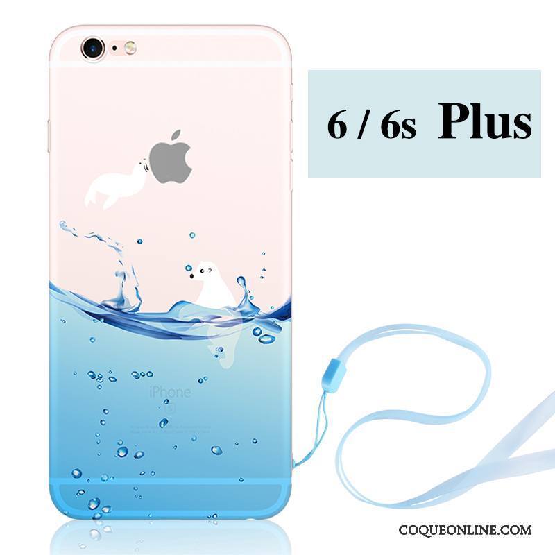 iPhone 6/6s Plus Silicone Ornements Suspendus Fluide Doux Bleu Délavé En Daim Étui Coque De Téléphone
