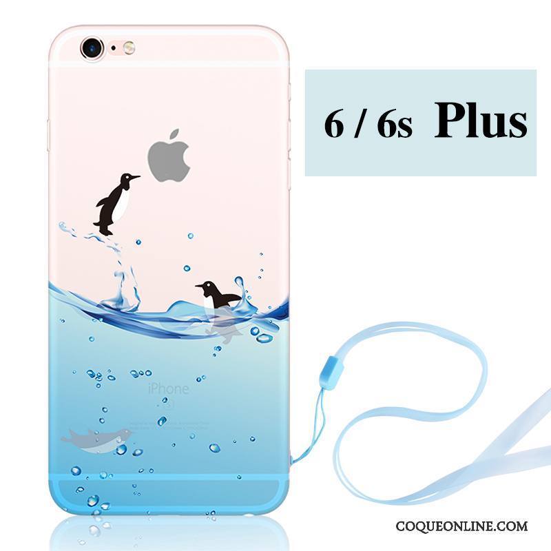 iPhone 6/6s Plus Silicone Ornements Suspendus Fluide Doux Bleu Délavé En Daim Étui Coque De Téléphone