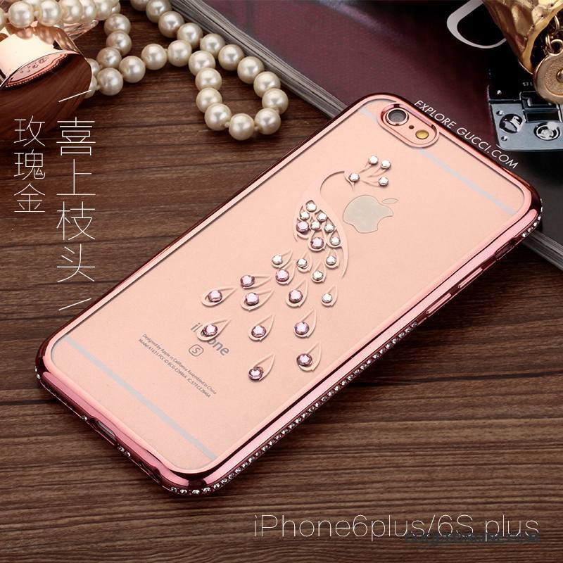 iPhone 6/6s Plus Strass Coque De Téléphone Tendance Ornements Suspendus Or Rose