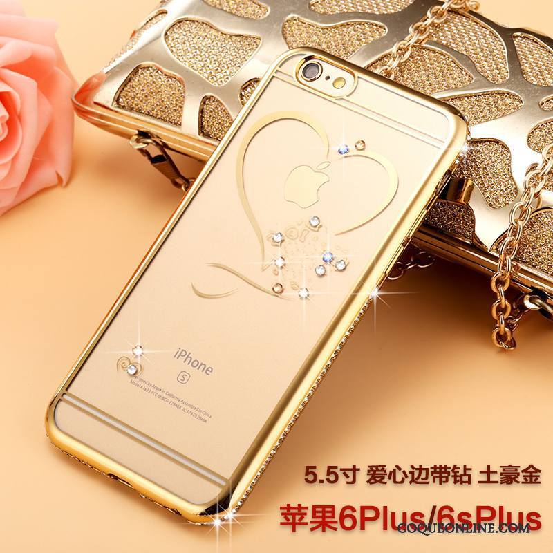 iPhone 6/6s Plus Strass Or Incassable Transparent Coque De Téléphone Fluide Doux Protection