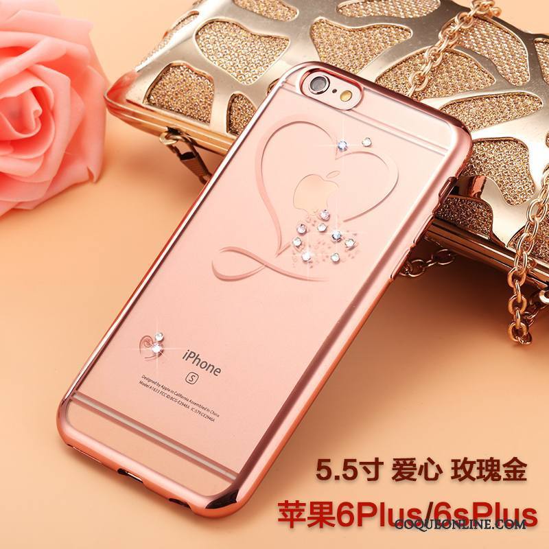 iPhone 6/6s Plus Strass Or Incassable Transparent Coque De Téléphone Fluide Doux Protection