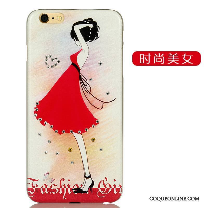 iPhone 6/6s Plus Strass Rose Délavé En Daim Coque De Téléphone Difficile Charmant Dessin Animé