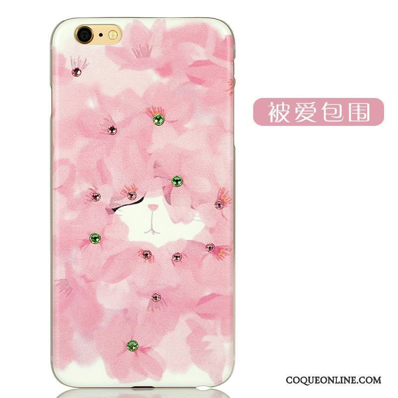 iPhone 6/6s Plus Strass Rose Délavé En Daim Coque De Téléphone Difficile Charmant Dessin Animé