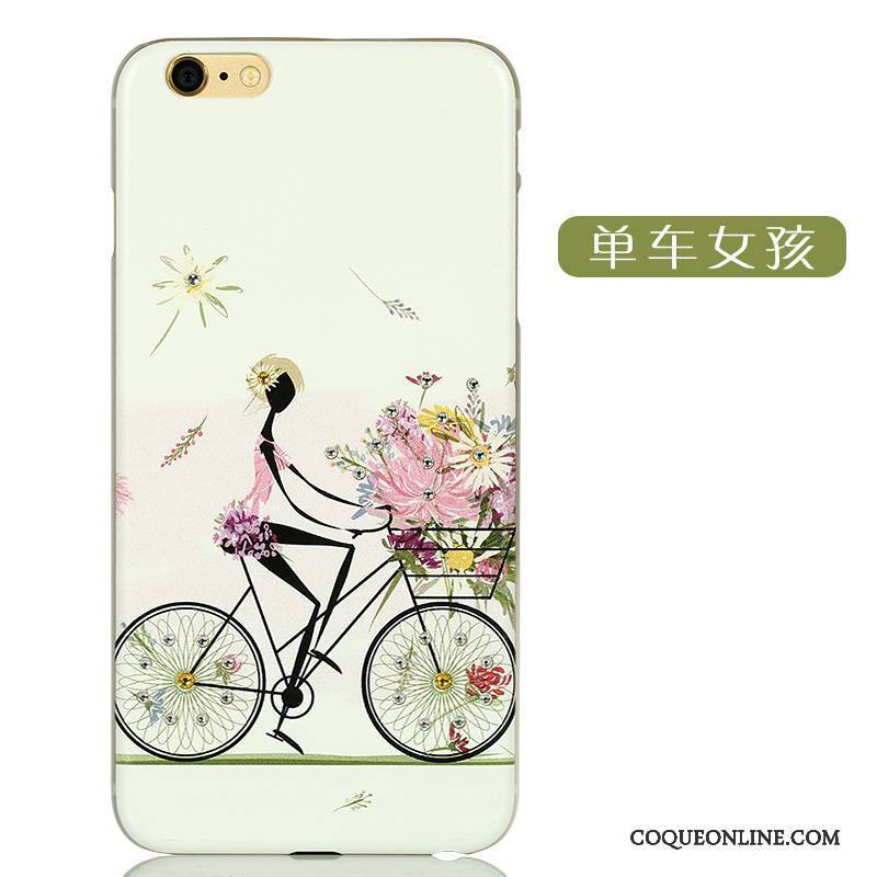 iPhone 6/6s Plus Strass Rose Délavé En Daim Coque De Téléphone Difficile Charmant Dessin Animé