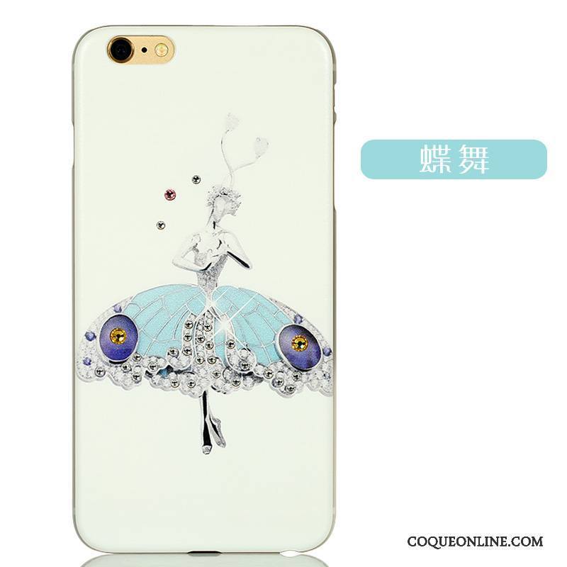 iPhone 6/6s Plus Strass Rose Délavé En Daim Coque De Téléphone Difficile Charmant Dessin Animé