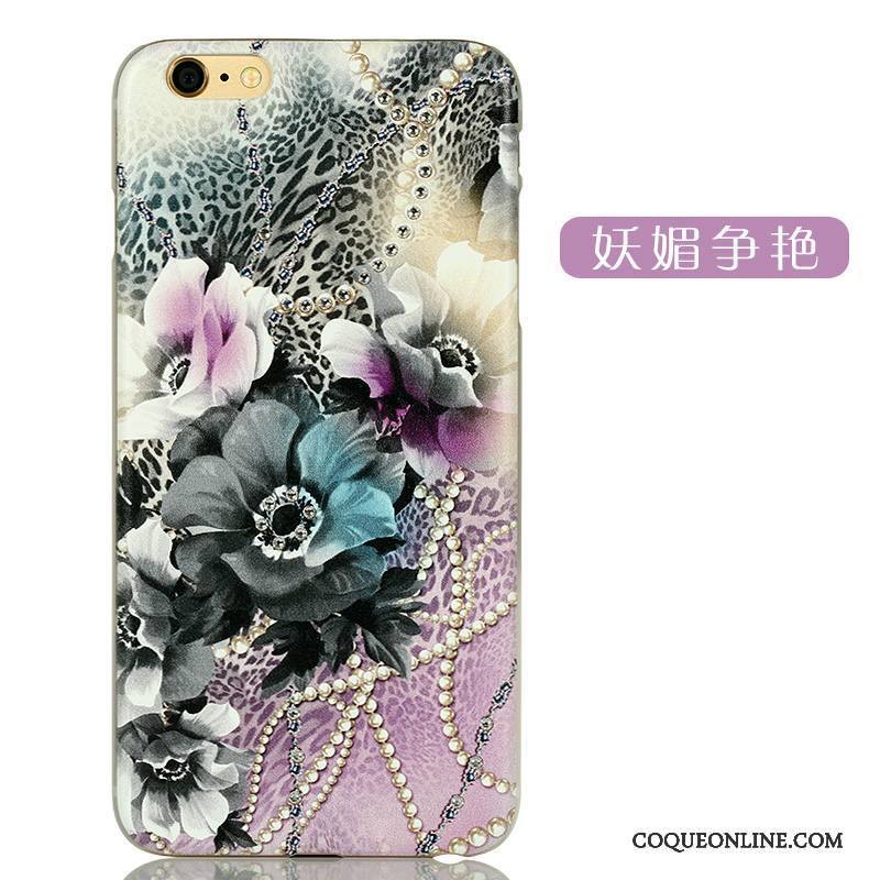 iPhone 6/6s Plus Strass Rose Délavé En Daim Coque De Téléphone Difficile Charmant Dessin Animé