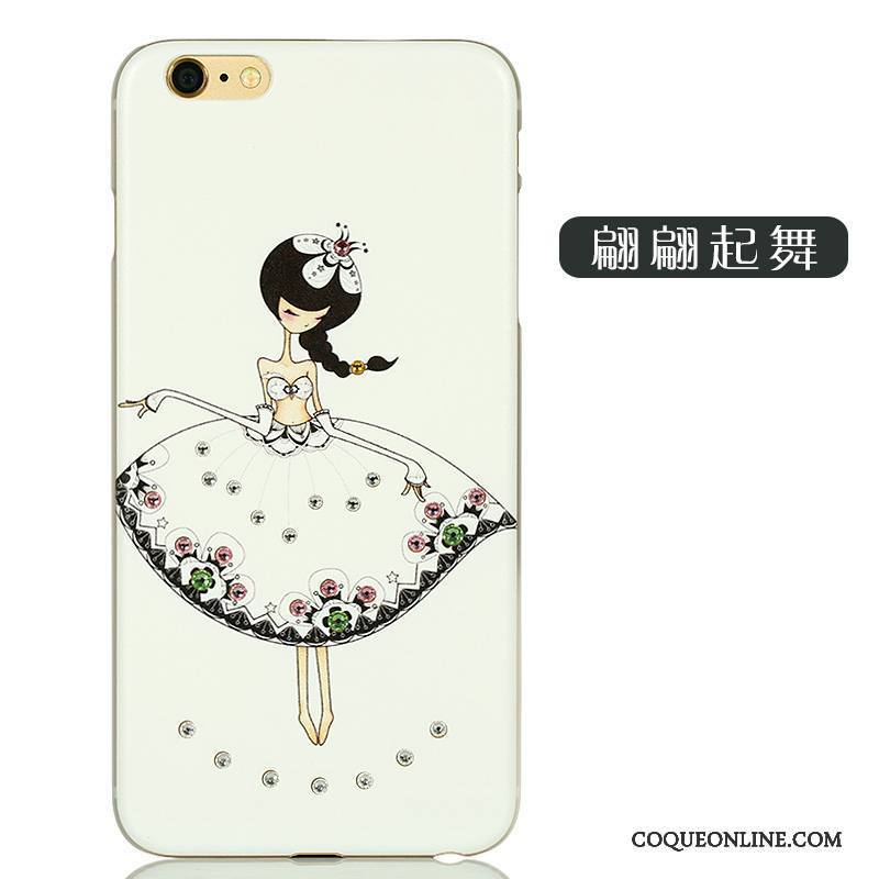 iPhone 6/6s Plus Strass Rose Délavé En Daim Coque De Téléphone Difficile Charmant Dessin Animé