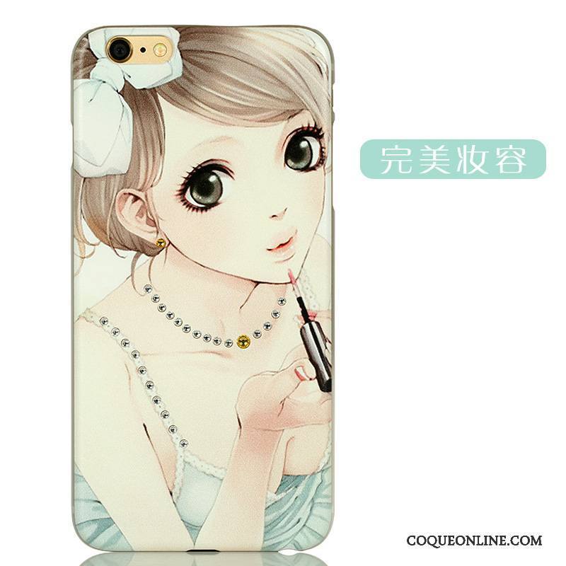 iPhone 6/6s Plus Strass Rose Délavé En Daim Coque De Téléphone Difficile Charmant Dessin Animé