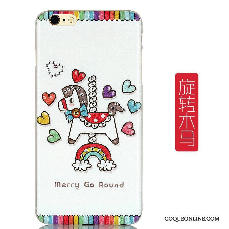 iPhone 6/6s Plus Strass Rose Délavé En Daim Coque De Téléphone Difficile Charmant Dessin Animé