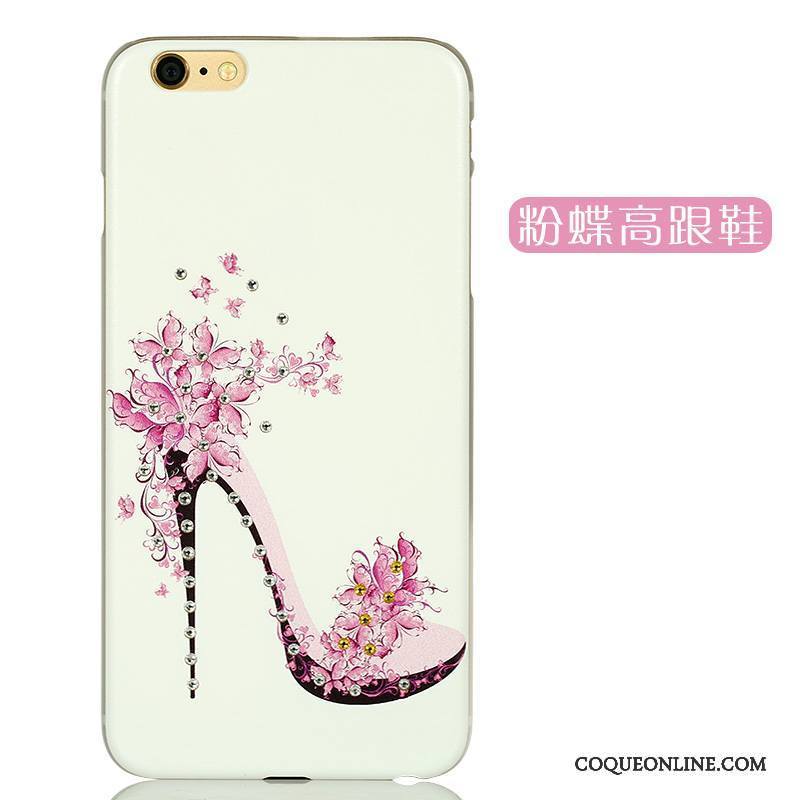 iPhone 6/6s Plus Strass Rose Délavé En Daim Coque De Téléphone Difficile Charmant Dessin Animé