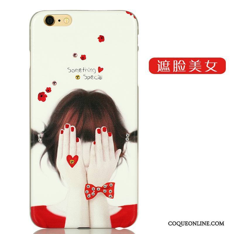 iPhone 6/6s Plus Strass Rose Délavé En Daim Coque De Téléphone Difficile Charmant Dessin Animé