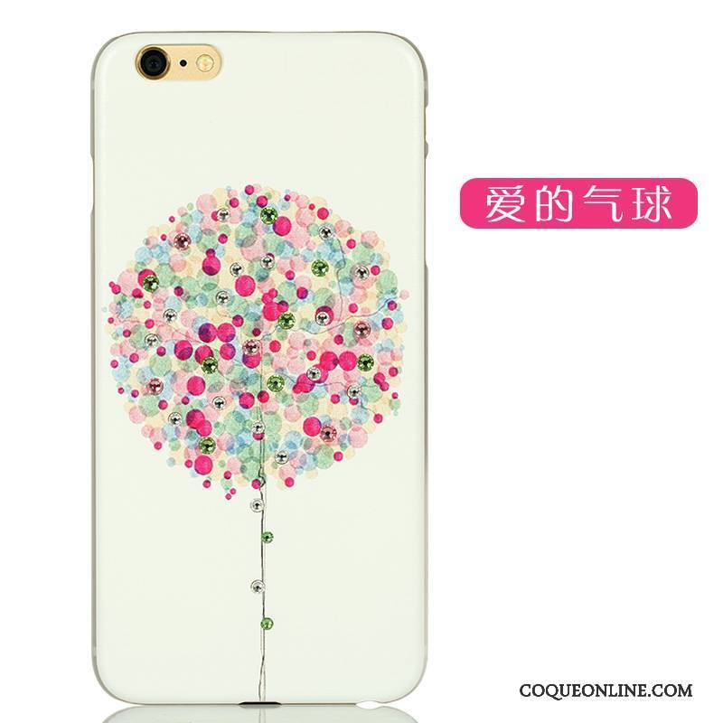 iPhone 6/6s Plus Strass Rose Délavé En Daim Coque De Téléphone Difficile Charmant Dessin Animé