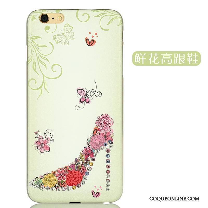 iPhone 6/6s Plus Strass Rose Délavé En Daim Coque De Téléphone Difficile Charmant Dessin Animé