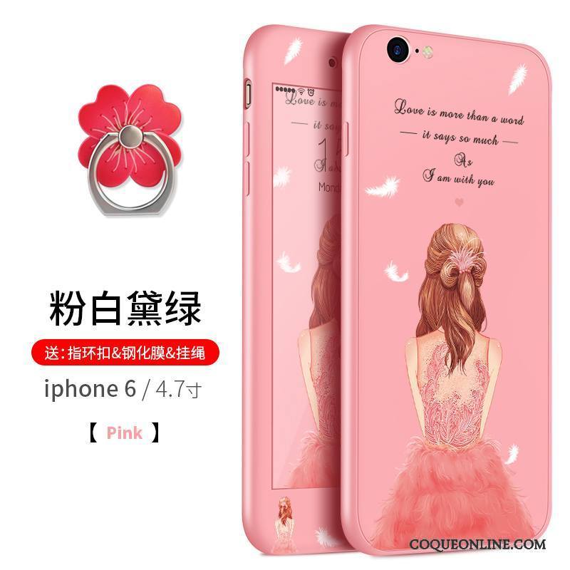 iPhone 6/6s Plus Tout Compris Silicone Ornements Suspendus Incassable Fluide Doux Rouge Coque De Téléphone