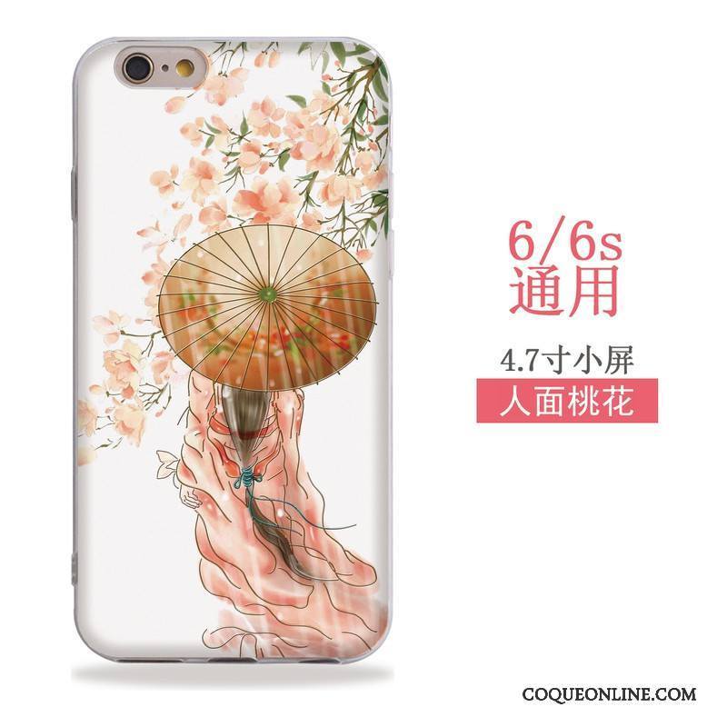 iPhone 6/6s Silicone Étui Fluide Doux Coque De Téléphone Gaufrage Rose Vent