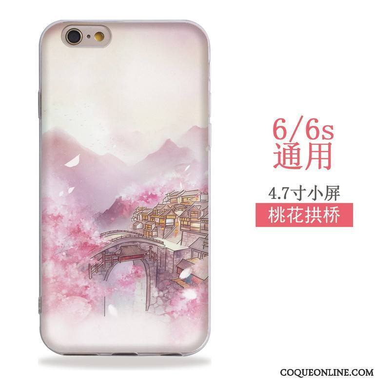 iPhone 6/6s Silicone Étui Fluide Doux Coque De Téléphone Gaufrage Rose Vent