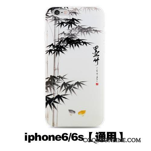 iPhone 6/6s Style Chinois Coque Blanc Noir Étui Gaufrage Créatif