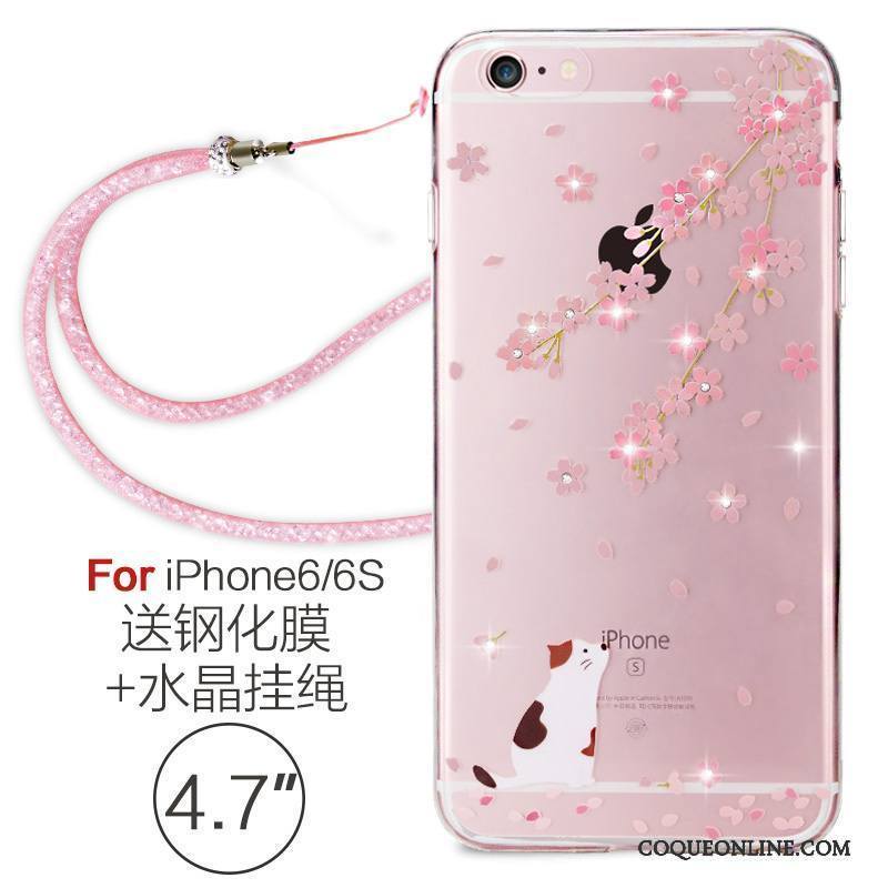 iPhone 6/6s Élégant Coque De Téléphone Rouge Ornements Suspendus Fluide Doux Silicone Transparent