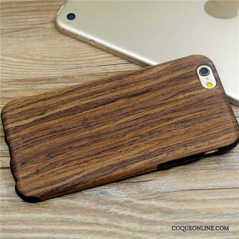 iPhone 6/6s Étui En Bois Protection Silicone Créatif Fluide Doux Coque