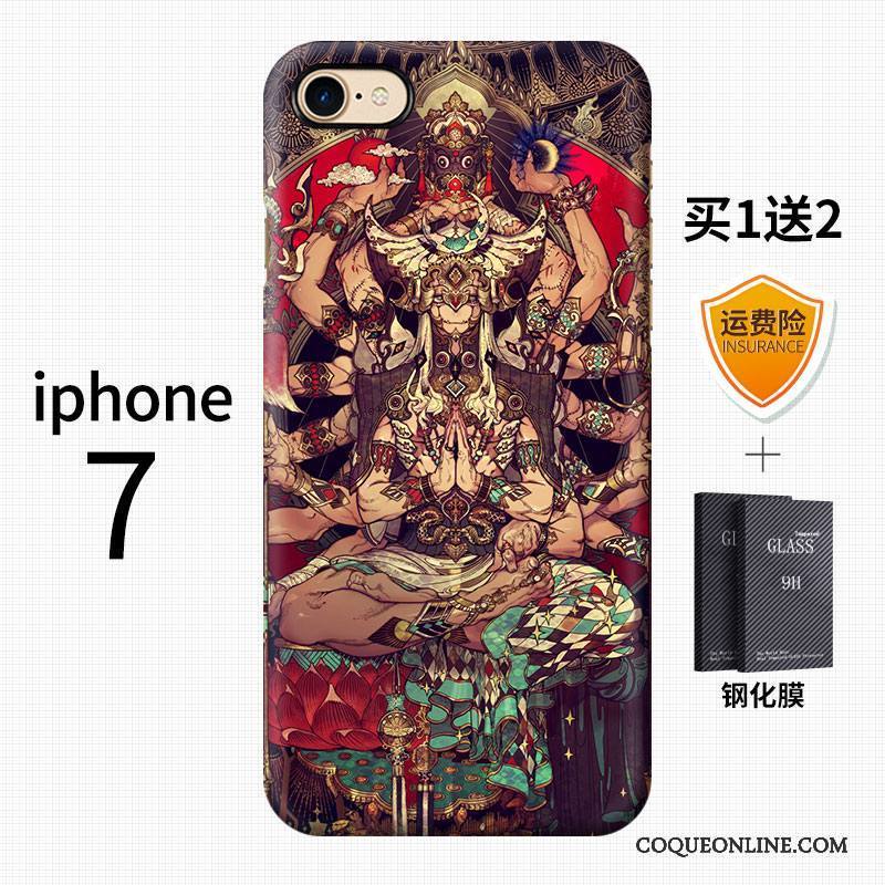 iPhone 7 Art Tendance Style Chinois Incassable Délavé En Daim Multicolore Coque De Téléphone