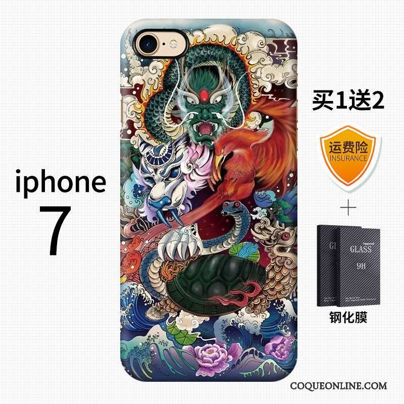 iPhone 7 Art Tendance Style Chinois Incassable Délavé En Daim Multicolore Coque De Téléphone