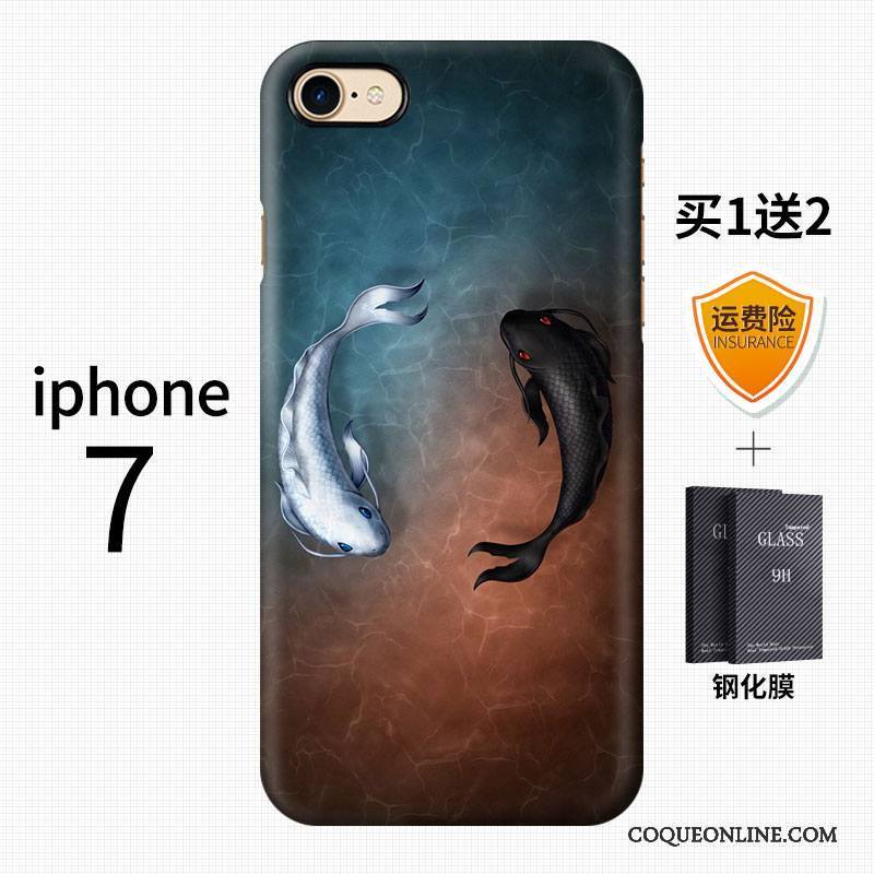 iPhone 7 Art Tendance Style Chinois Incassable Délavé En Daim Multicolore Coque De Téléphone