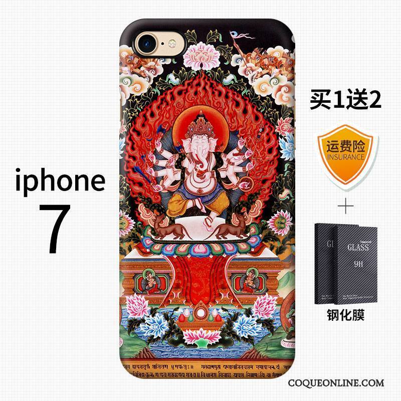 iPhone 7 Art Tendance Style Chinois Incassable Délavé En Daim Multicolore Coque De Téléphone