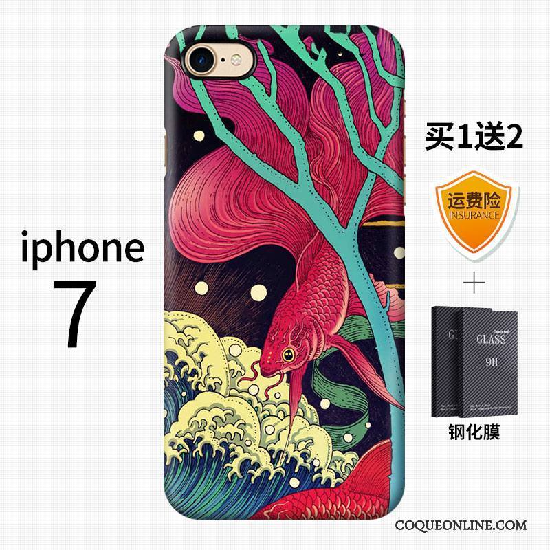 iPhone 7 Art Tendance Style Chinois Incassable Délavé En Daim Multicolore Coque De Téléphone