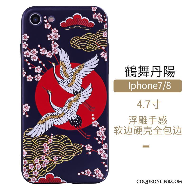 iPhone 7 Art Étui Bleu Coque De Téléphone Style Chinois Protection Vent