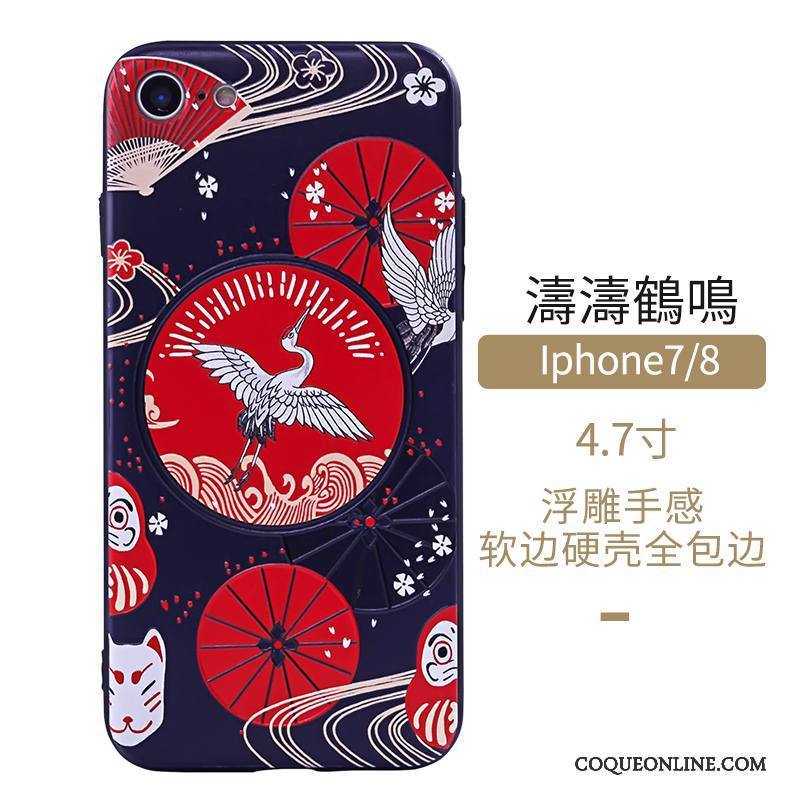 iPhone 7 Art Étui Bleu Coque De Téléphone Style Chinois Protection Vent